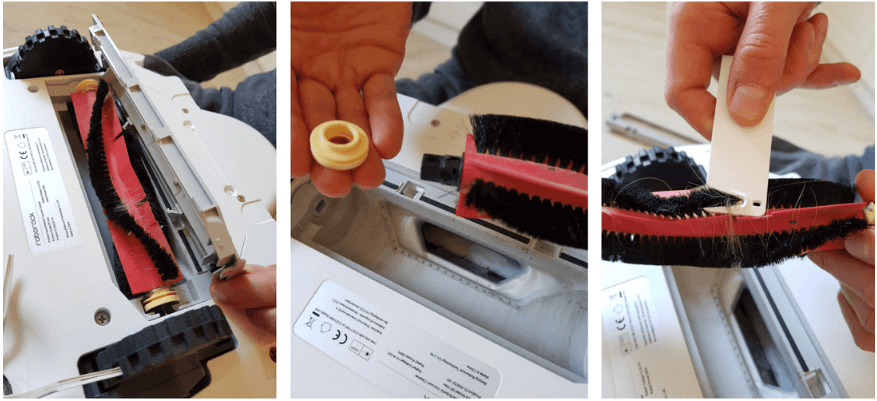 Removing and cleaning the main brush of a robot vacuum